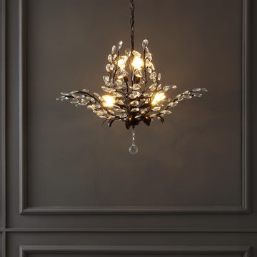 Diantha 28.5" 7-Light Contemporary Bohemian Iron/Acrylic LED Pendant - JONATHAN Y